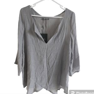 Just Fashion Now Sage Green Cotton Linen Blend Relaxed Tunic - NWT Size Small